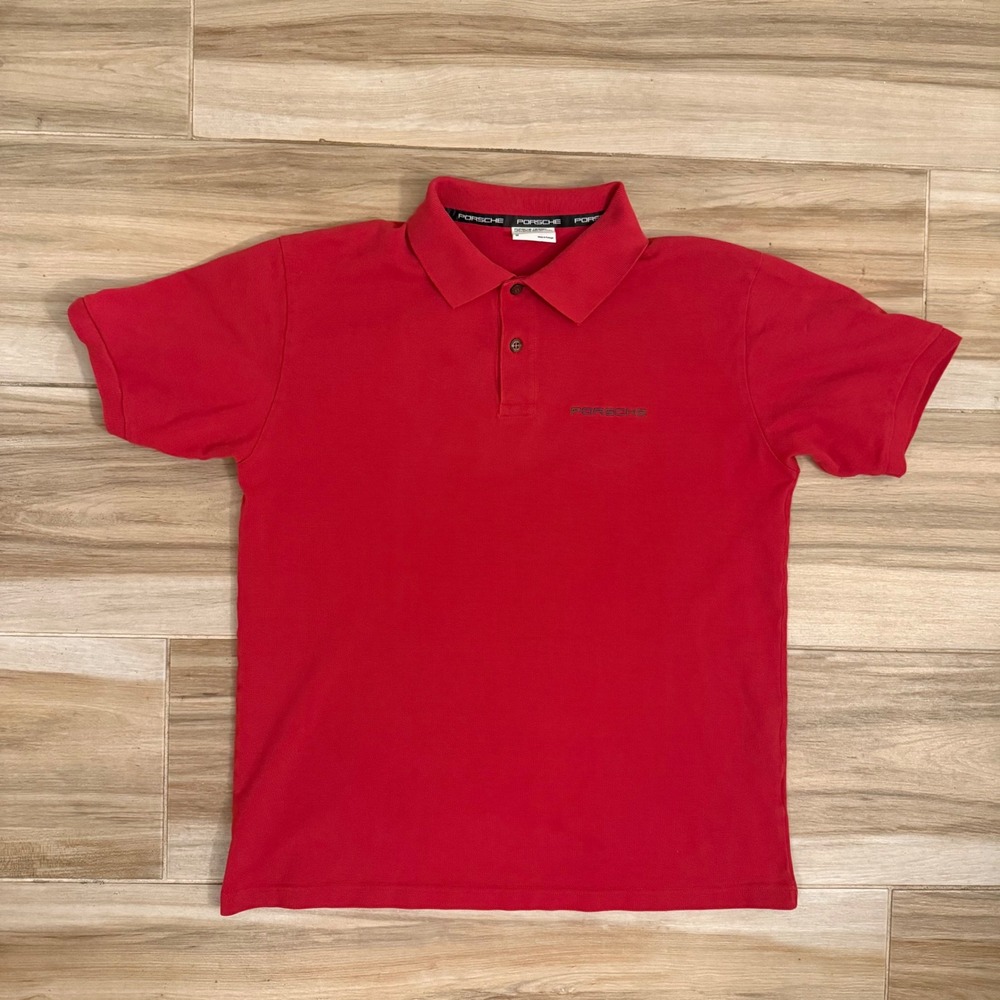 Porsche Design Drivers Selection Mens Red Polo Shirt Size M Short Sleeve Logo